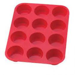RED SILICONE 12 CUP BAKING PAN