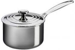 LE CREUSET SS 2QT SAUCE PAN /LID